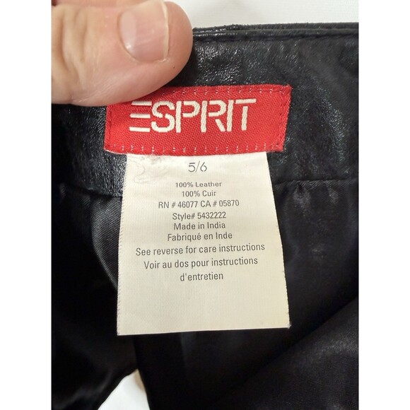 Y2K Vintage Esprit Black Leather Mini Skirt S Fully Lined 28" Waist Iconic - Picture 4 of 11